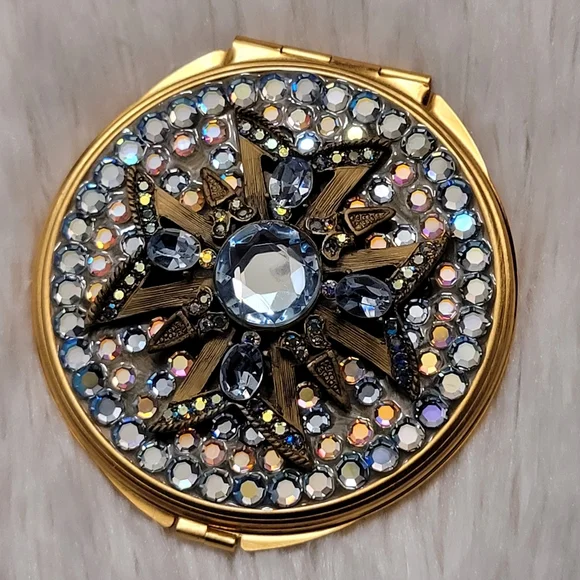 Vintage Rhinestone Double Mirror Compact